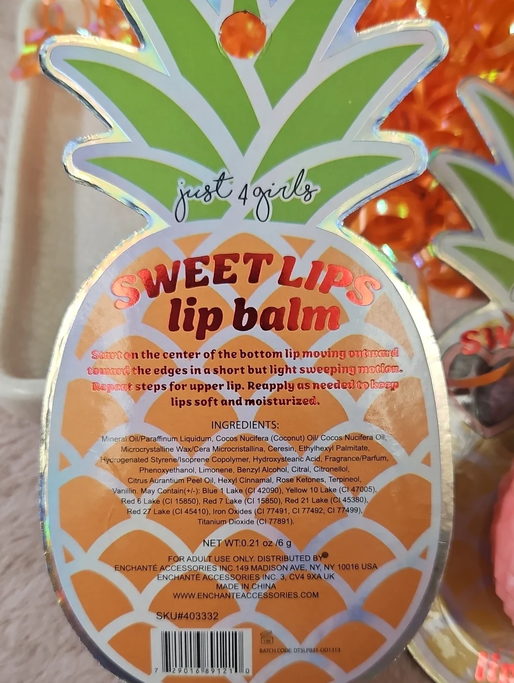 Just 4 girls SWEET LIPS PINEAPPLE LIP BALM 3-PC